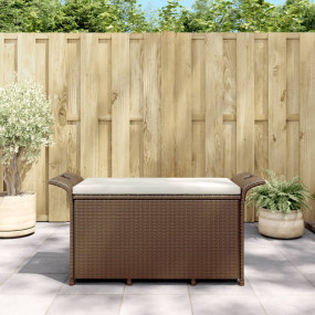 Garden Bench Brown Poly Rattan, Powder-Coated Steel Med...