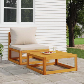 Garden Sofa Set Light Grey Solid Acacia wood, 100% Poly...