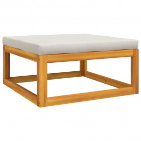 Garden Footrest Light Grey, Natural Wood Solid Acacia W...