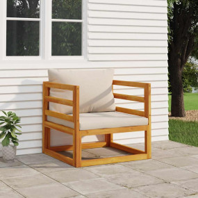 Garden Chair Light Grey Solid Acacia wood Compact Modul...