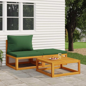 Garden Lounge Set Green and Brown Solid Acacia wood and...