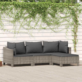 Garden Lounge Set Gray Poly rattan Medium  Durable