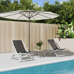 Beach Chair Set of 2 Grey Aluminum, textilene Standard ...