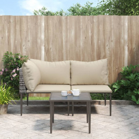Garden Lounge Set Gray PE rattan, steel, polyester Medi...