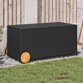 Garden Storage Box Black PE Rattan 42.1 x 21.7 x 20.9 i...