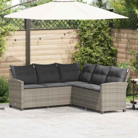 Couch Sofa Grey PE rattan Five Seater Removable Covers