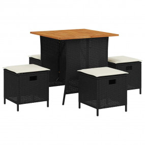 Garden Dining Set Black, Cream White