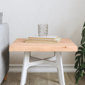 Table Top Medium Brown Solid Oak Wood 15.7x15.7 in Dura...
