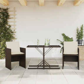 Bistro Set Brown PE Rattan Compact Foldable Bistro Set