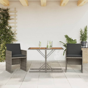 Bistro Set Grey Poly Rattan Medium Foldable Bistro Set