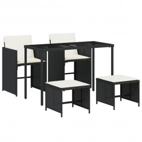 Garden Dining Set Black, Cream White