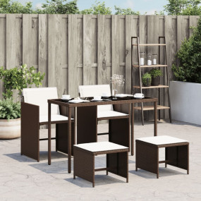 Garden Dining Set Brown, Cream White