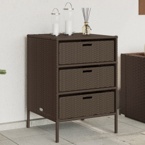 Garden Storage Cabinet Brown PE rattan, Powder-coated s...