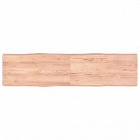 Table Top Light Brown Solid Oak Wood 63x15.7x0.8-2.4 in...
