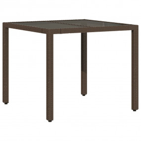 Brown Garden Table Poly Rattan 35.4 x 35.4 in Decorativ...