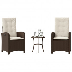 Bistro Set Brown Poly Rattan Small Adjustable Armrests