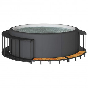 Hot Tub Surround Black PE Rattan Large Hot Tub Surround...
