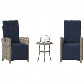 Bistro Set Grey PE rattan Standard size for garden furn...