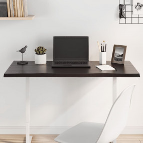 Table Top Dark Brown Solid Oak Wood 39.4 in x 23.6 in D...