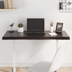 Table Top Dark brown Solid oak wood 39.4 x 23.6 x 1.6 i...