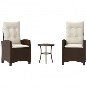 Bistro Set Brown and cream Poly Rattan and Powder-Coate...