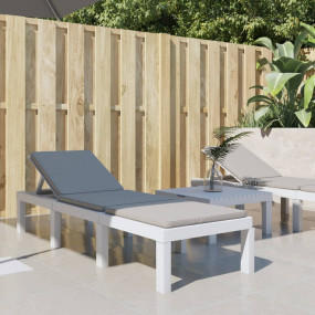 Sun Lounger White Polypropylene Standard Adjustable Arm...