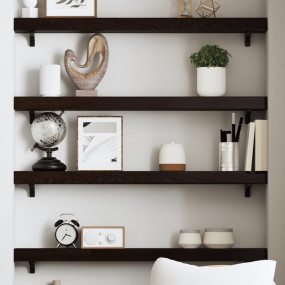 Wall Shelf Dark Brown Solid Oak Wood 31.5 x 3.9 x 2.4 i...