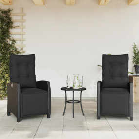 Bistro Set Black PE rattan, Powder-coated steel Medium ...