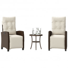 Bistro Set Brown PE rattan, powder-coated steel, polyes...