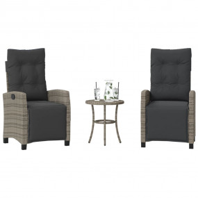 Bistro Set Grey PE rattan, Powder-Coated Steel, Fabric ...