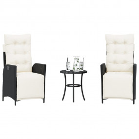 Bistro Set Black for furniture, Cream for cushions