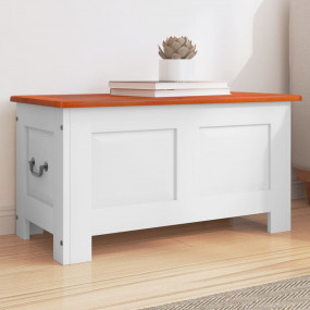 Storage Chest Brown and White Solid Acacia wood, Engine...