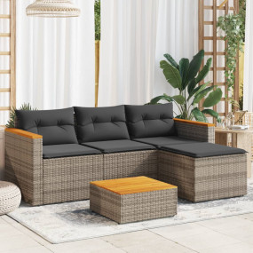 Garden Sofa Set Grey Poly Rattan Large Modular Garden S...