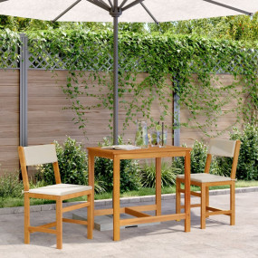 Balcony Set Cream White Solid Acacia wood Medium Durabl...