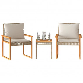 Bistro Set Beige and brown mix PE rattan Medium