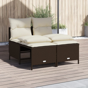 Garden Sofa Set Brown PE Rattan Medium Modular Garden S...