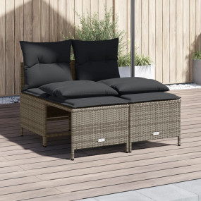 Garden Sofa Set Grey Poly rattan Medium Removable Cover...