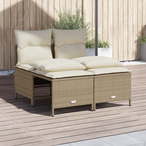 Garden Sofa Set Beige PE rattan, powder-coated steel Me...