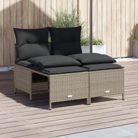 Garden Sofa Set Light Grey, Dark Grey cushions