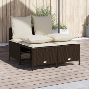 Garden Sofa Set Brown and Cream White