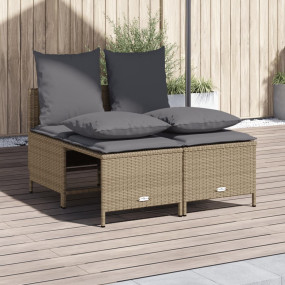 Garden Sofa Set Beige and Light Grey PE rattan Modular