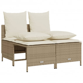 Garden Sofa Set Beige PE Rattan, Powder-Coated Steel, 1...