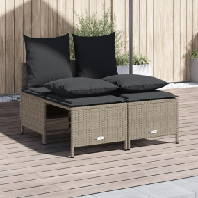 Garden Sofa Set Light Grey PE Rattan Medium Modular