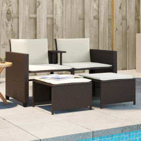 Garden Sofa Brown PE rattan Medium UV-resistant materia...