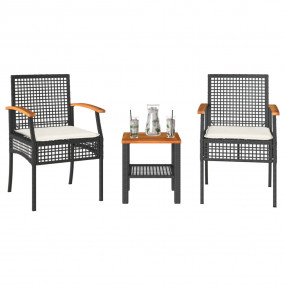 Bistro Set Black, Brown, Cream White