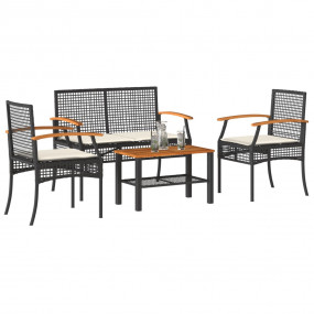Garden Lounge Set Black and Cream