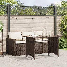 Garden Dining Set Brown PE rattan 3-seater sofa Sturdy