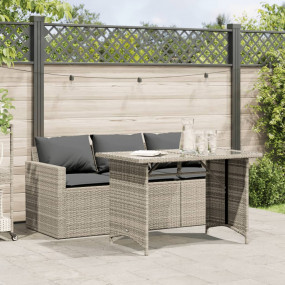 Garden Dining Set Light Grey PE Rattan 3-seater Removab...