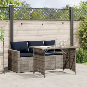 Garden Dining Set Grey Poly Rattan 3-seater