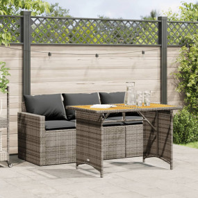 Garden Dining Set Grey PE rattan Medium UV-resistant ma...